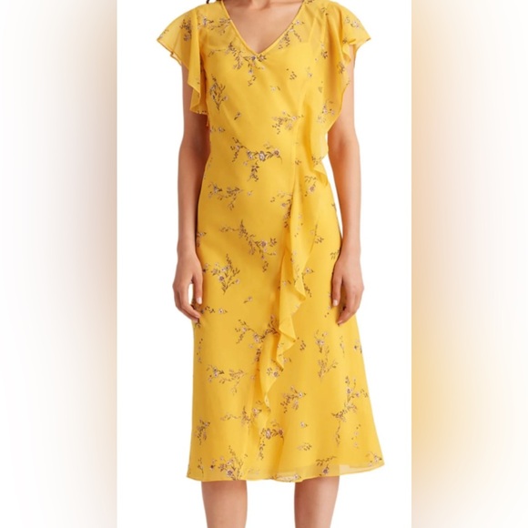 Ralph Lauren Dresses & Skirts - Ralph Lauren Yellow Floral midi dress. NWOT